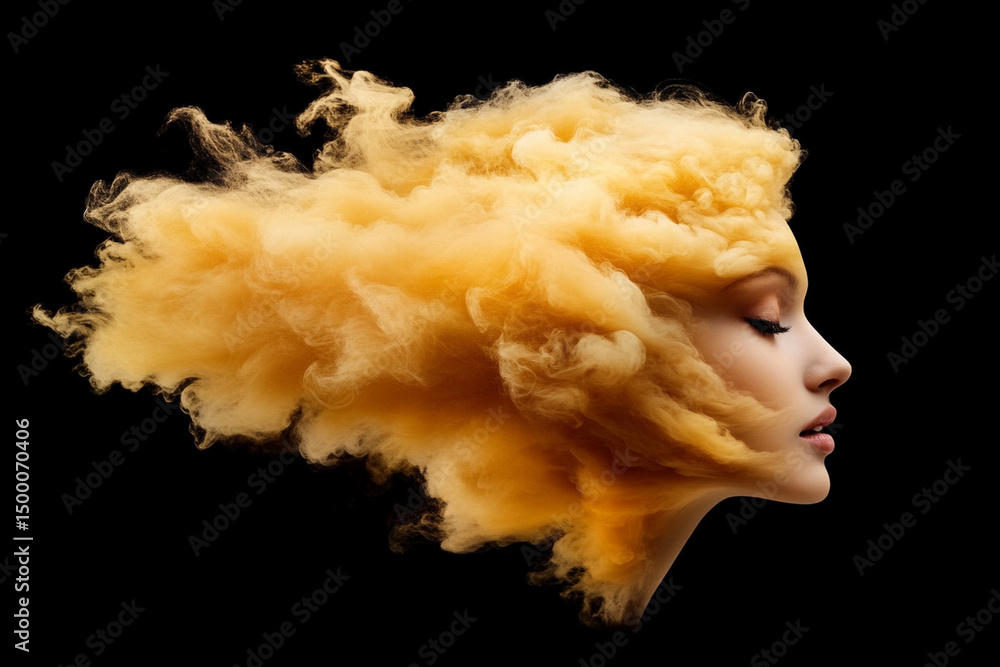 Poster silhouette dissolving into chaotic golden light creating a surreal visual effect