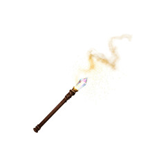 Naklejka premium Enchanted wand releasing golden magical sparks.