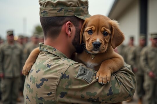 A Tearful Reunion: Father and Daughter Embrace in Camouflage