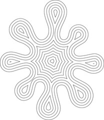 Concentric ink splatter forming a floral-like structure with irregular organic outlines arranged in a radiating pattern.