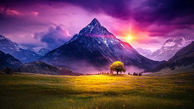 Majestic Mountain Sunset Landscape