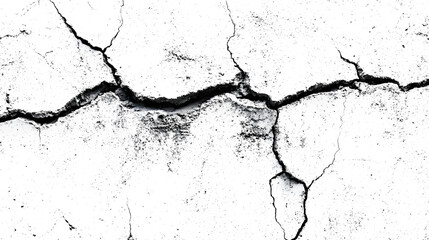 Abstract cracked concrete texture on a transparent background. isolated background.