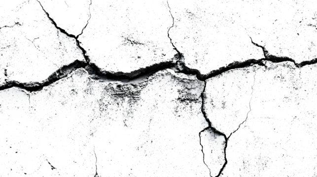 Abstract cracked concrete texture on a transparent background. isolated background.