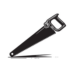 Black Hacksaw Silhouette Vector, High Quality Illustration on White Background