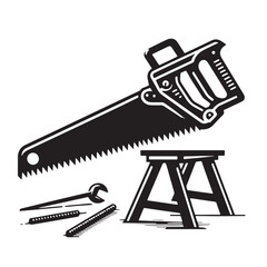 Black Hacksaw Silhouette Vector, High Quality Illustration on White Background