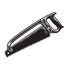 Obraz premium Black Hacksaw Silhouette Vector, High Quality Illustration on White Background