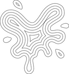 Concentric micro ink star with fine radial splash lines forming a small starburst texture.