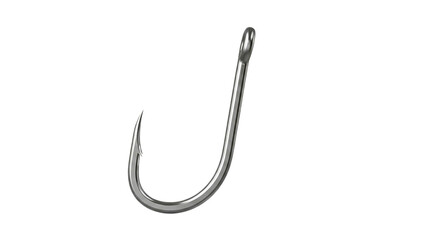 One metal hook fishing equipment isolated on transparent background


