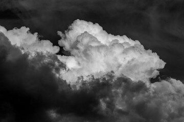Storm clouds of bizarre shapes in the sky