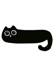 Cute black cat character with big eyes and elongated body design