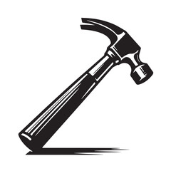 Black Hammer Silhouette Vector, High Quality Illustration on White Background