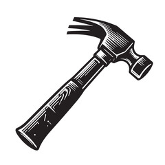 Black Hammer Silhouette Vector, High Quality Illustration on White Background