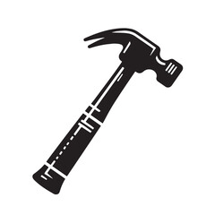 Black Hammer Silhouette Vector, High Quality Illustration on White Background
