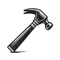 Black Hammer Silhouette Vector, High Quality Illustration on White Background