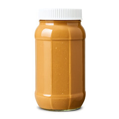 glass jar of peanut butter isolated on transparent background