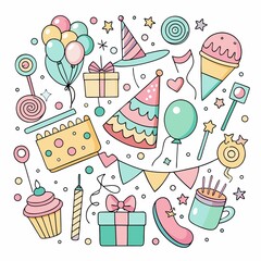 seamless pattern with birthday cake