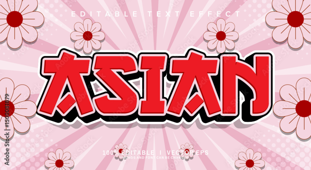 Poster asian vector text effect with modern style design