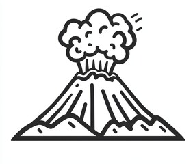 Black line icon of an erupting volcano
