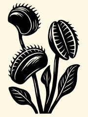 Venus flytrap flower vector illustration