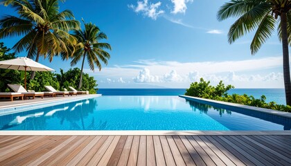 Obraz premium swimming pool with palm trees