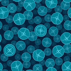 Seamless pattern with jellyfish in the water. Vector marine background.