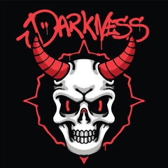 Skull with Red Horns Urban Streetwear t shirt design
