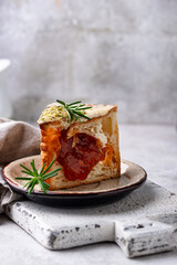 Trendy croissant in shape of cube