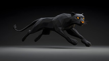 Obraz premium Minimalist cartoon panther in motion on a very light charcoal background, sleek and clean