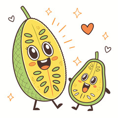 funny jack fruit cartoon illustration