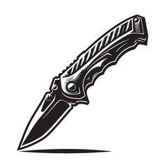 Black Utility Knife Silhouette Vector, High Quality Illustration on White Background