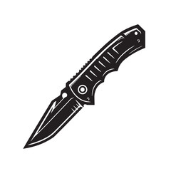 Black Utility Knife Silhouette Vector, High Quality Illustration on White Background