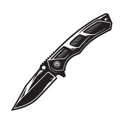 Black Utility Knife Silhouette Vector, High Quality Illustration on White Background