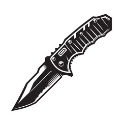 Black Utility Knife Silhouette Vector, High Quality Illustration on White Background