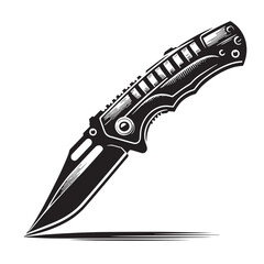Black Utility Knife Silhouette Vector, High Quality Illustration on White Background