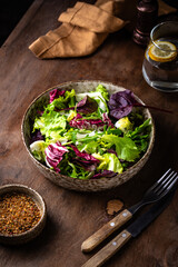 Bowl of fresh green salad mix