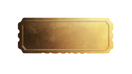 Golden ticket on transparent background representing vip access or winning