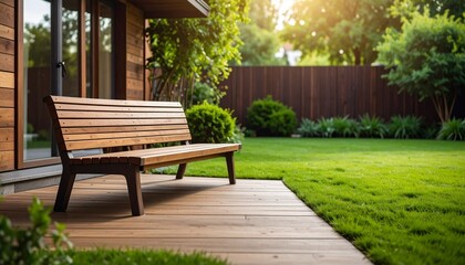wooden bench in the garden