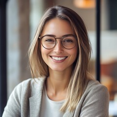 Bright Smile Lights up a Cozy Cafe Ambiance While a Young Woman Enjoys Her Time and Creates Lasting Memories With Friends