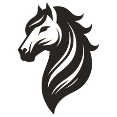 Horse Head Silhouette Logo Vector Riding Illustration White Shape Black Isolated Icon