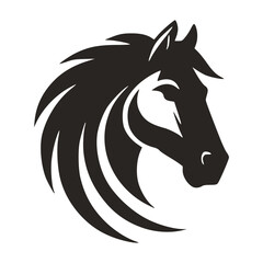 Horse Head Silhouette Logo Vector Riding Illustration White Shape Black Isolated Icon