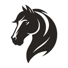 Horse Head Silhouette Logo Vector Riding Illustration White Shape Black Isolated Icon