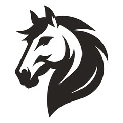 Horse Head Silhouette Logo Vector Riding Illustration White Shape Black Isolated Icon