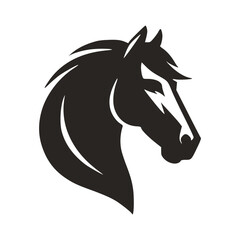 Horse Head Silhouette Logo Vector Riding Illustration White Shape Black Isolated Icon