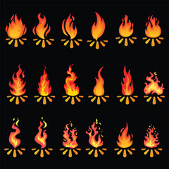 fire icons set , fire icons