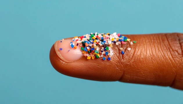 close up confetti on fingure