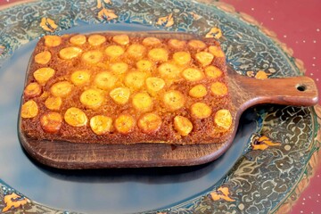 Traditional caramelized banana pie, typically Brazilian