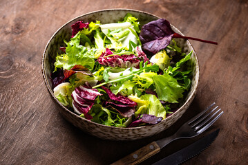 Bowl of fresh green salad mix