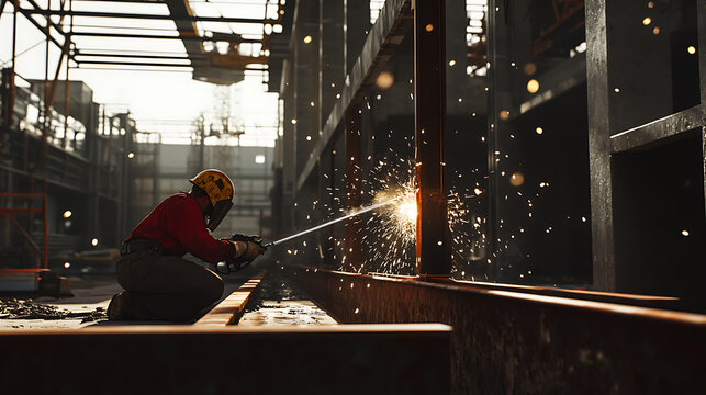 Worker Welding in Industrial Setting