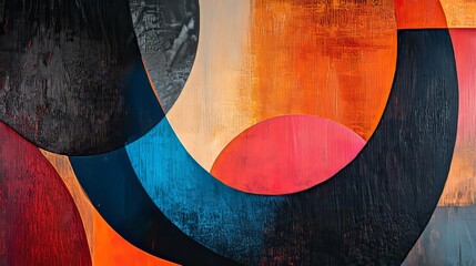 Bold Geometric Shapes Blend Harmoniously in Vibrant Colors, Creating a Striking Visual Experience in an Abstract Style That Captures the Viewer's Imagination