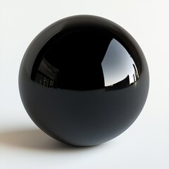 Sleek Black Sphere Reflecting Soft Light on a Minimalist Surface in a Modern Interior Setting, Showcasing Contemporary Design Elegance During Daylight Hours